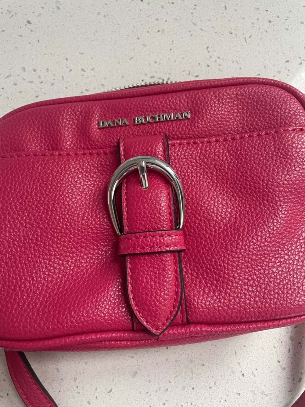 Dana Buchman Hot Pink Leather Crossbody with Buckle Detail - Picture 5 of 7